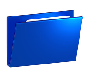3d blue folder icon on png transparent background.