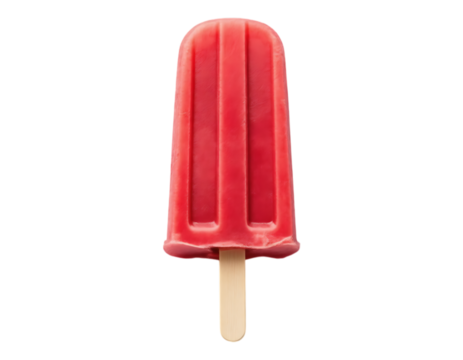 Red popsicle on a stick, transparent background