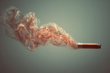 Surreal smoke shape from cigarette floating like 