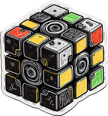 3D rendered modern digital camera illustration with technology and photography elements
