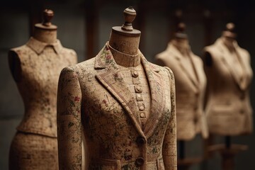 Sustainable fashion corner with cork mannequins