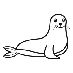 Obraz premium Minimalist line drawing of a happy seal marine mammal