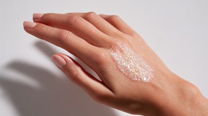 Naklejka premium Woman's hand, light-toned, with scrub