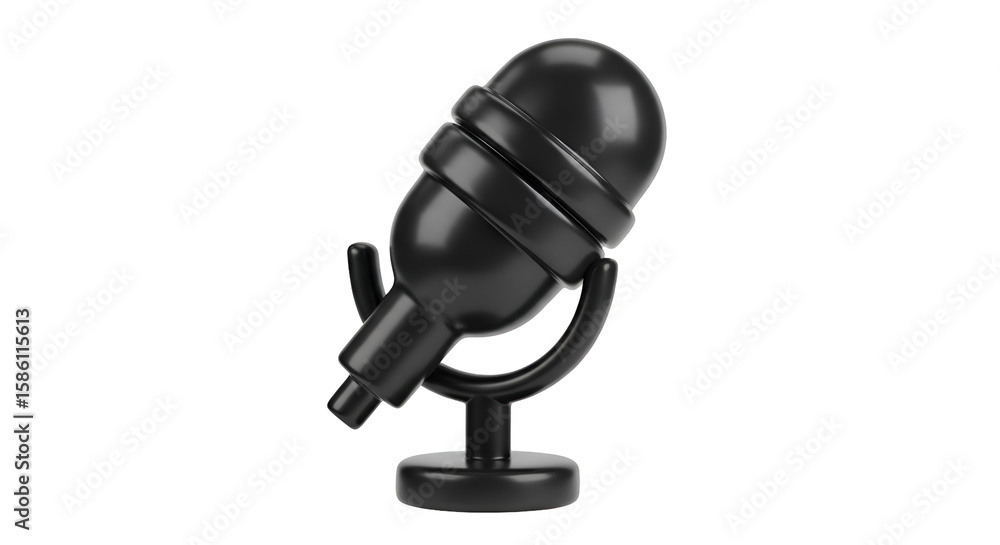 Poster create a sleek, black microphone design with transparent background