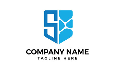 Vector logo combination of a shield and letter s