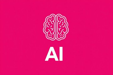 simple colourful icon of a brain with big text "AI" overlaid. On a bright pink background, generated image