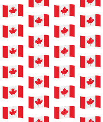 Vector seamless pattern of flat Canada flag isolated on white background