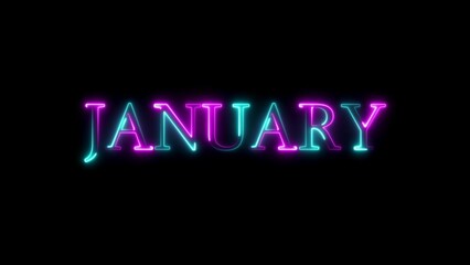 Illuminated january text in neon font against a black background for new year announcements