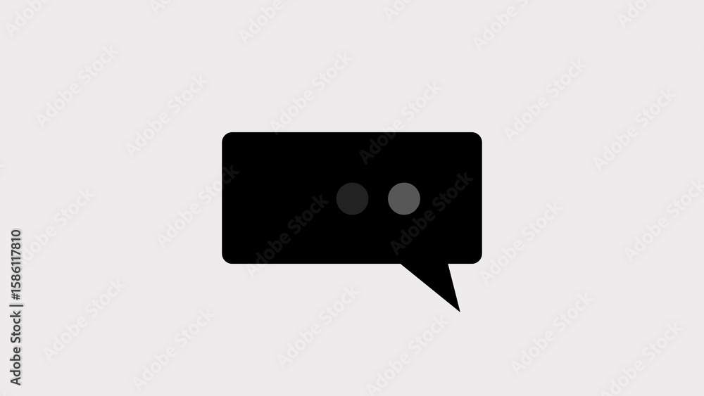 Poster simple black speech bubble icon representing digital communication and messaging