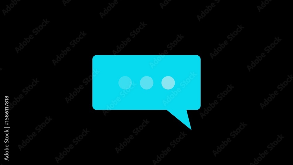 Poster minimalist blue speech bubble with three dots representing communication or chatting