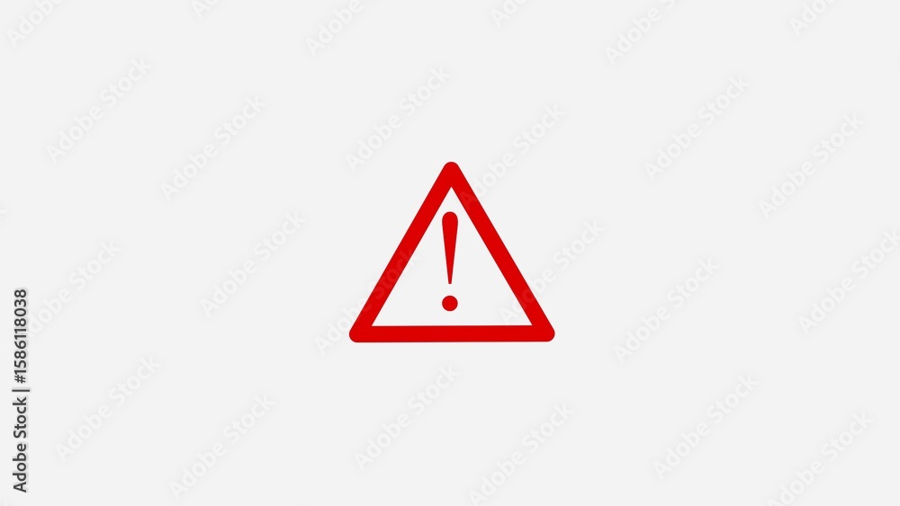 Poster red triangle warning sign on white background representing alert and hazard notification