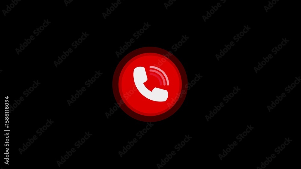 Poster incoming call alert displayed with a red circular button and white phone icon