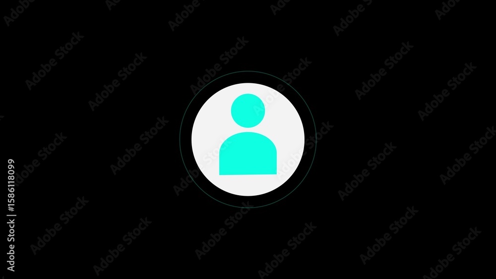 Poster simple user icon graphic against black background representing profile and contact information