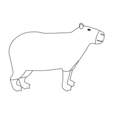 Vector flat hand drawn capybara isolated on white background