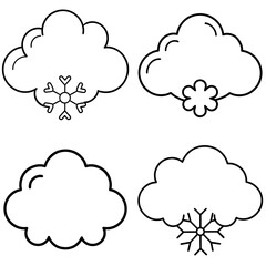 Obraz premium Snow Cloud Icon Coloring Page – Winter Weather Outline for Kids and Seasonal Fun