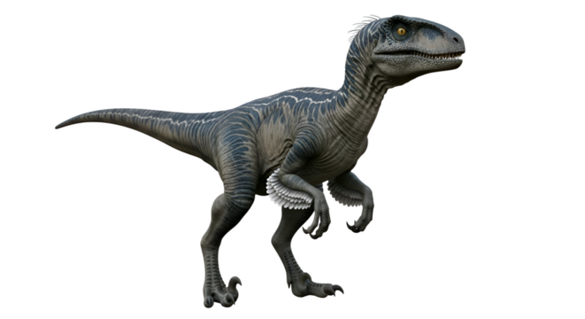 Raptor Dinosaur:  3D Model with Transparent Background