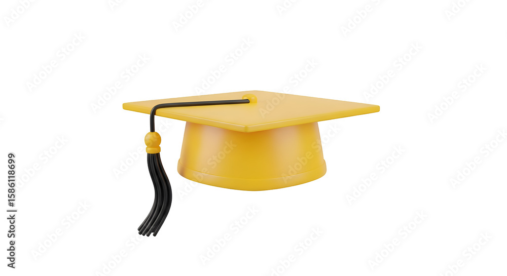 Poster create a yellow graduation cap with transparent background
