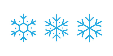  Blue snowflake icon set isolated vector illustration. Minimal Snowflake Icon Set on white background. blue Snowflake Vector Collection. Winter Frost Icons 