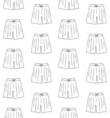 Vector seamless pattern of hand drawn sketch doodle outline shorts isolated on white background
