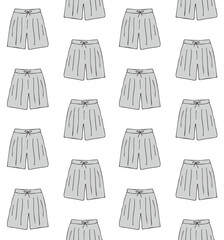 Vector seamless pattern of hand drawn sketch doodle colored shorts isolated on white background