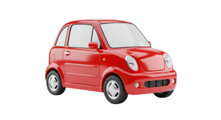 Red Compact Car Design: 3D Model with Transparent Background