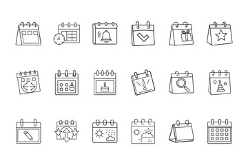 Minimalist Calendar Icons for Schedule Planning and Event Reminders