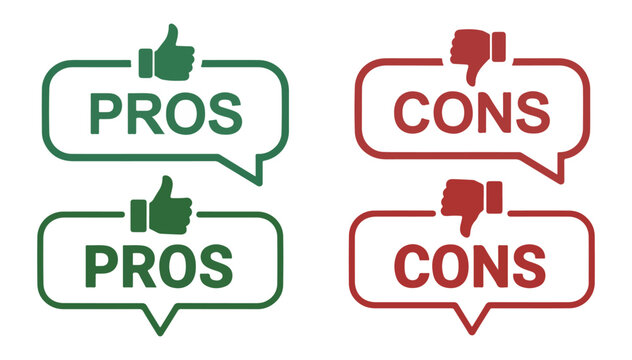 pros and cons list with thumbs icons
