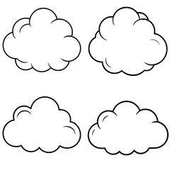 Cloud Outline Vector - Black and White Coloring Page Icon