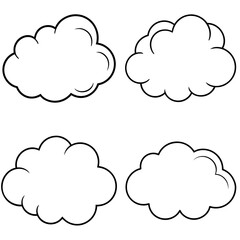 Cloud Outline Vector - Black and White Coloring Page Icon