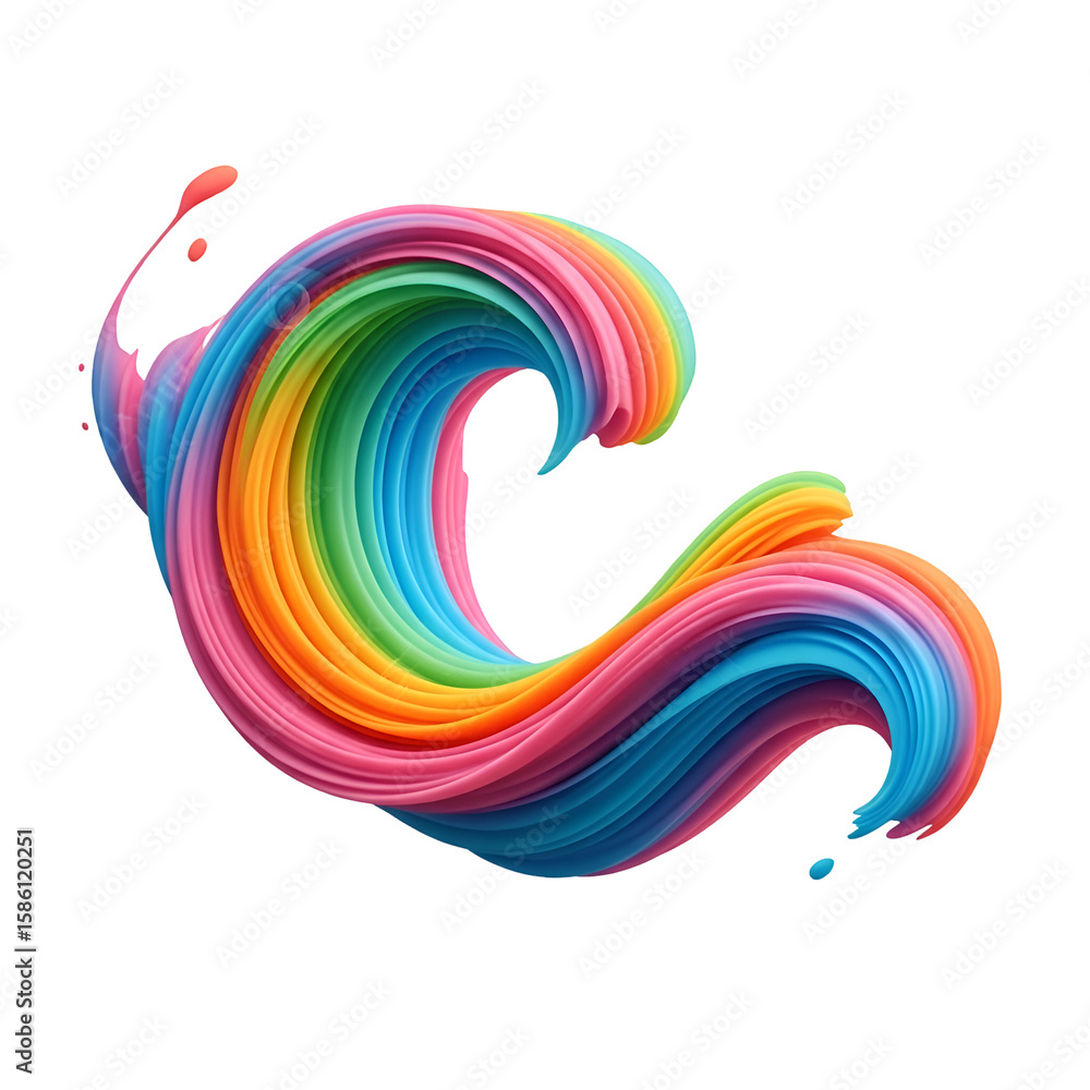 Poster rainbow swirl: abstract colorful design with transparent background