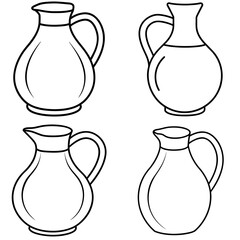  Jug Outline Vector - Black and White Coloring Page Icon