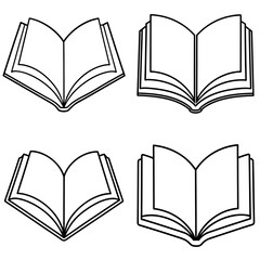 Open Book Outline Vector - Black and White Coloring Page Icon