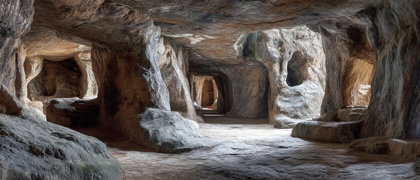 Majestic Rock Formations Inside Natural Cave