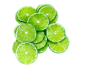 a pile of limes on a white surface