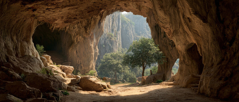 Majestic Rock Formations Inside Natural Cave