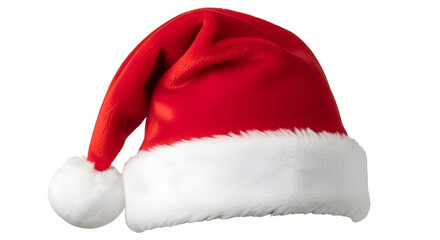 Red Santa Hat with White Trim, Isolated on Transparent Background for Festive Designs