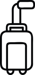 Obraz premium Suitcase icon with extendable handle in outline style for travel designs