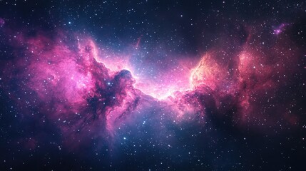 Starry sky with nebula, filled with pink and purple hues, creating a mystical and serene cosmic scene