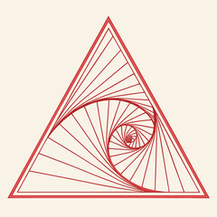 Abstract geometric vector illustration featuring a colorful 3D triangle pyramid design