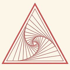 Abstract geometric vector illustration featuring a colorful triangle pyramid symbol design