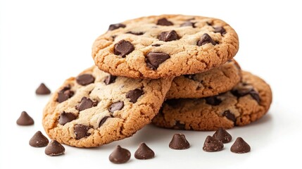 Stack of Freshly Baked Cookies, Isolated on White