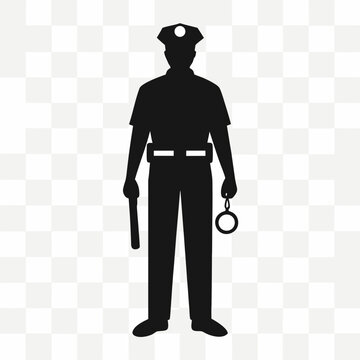 black silhouette police officer holding baton clip art preview