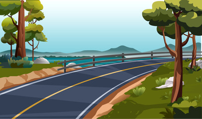 Winding road with lake view