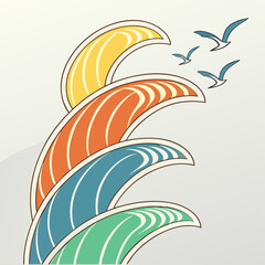 Abstract vector illustrations featuring a peacock, bird, and floral background, perfect for nature-inspired logos, patterns, and art designs with tribal or aquatic elements
