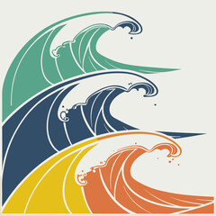 Abstract blue water wave vector illustration with a natural ocean swirl design