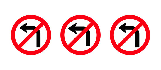 no left turn traffic sign icon

