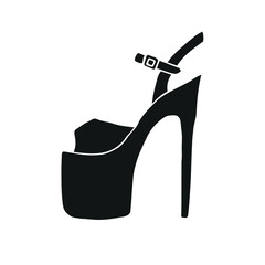 Vector hand drawn sketch doodle pole dance heel shoe isolated on white background
