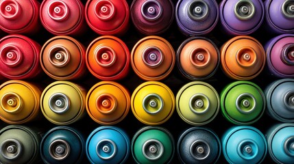 Colorful Spray Paint Cans Arrangement Overview