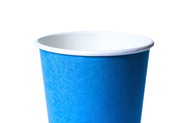 a blue cup with a white lid on a white background