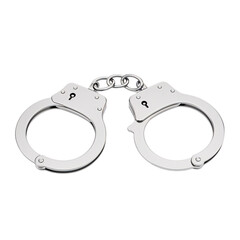 Metal police handcuffs isolated on white background
